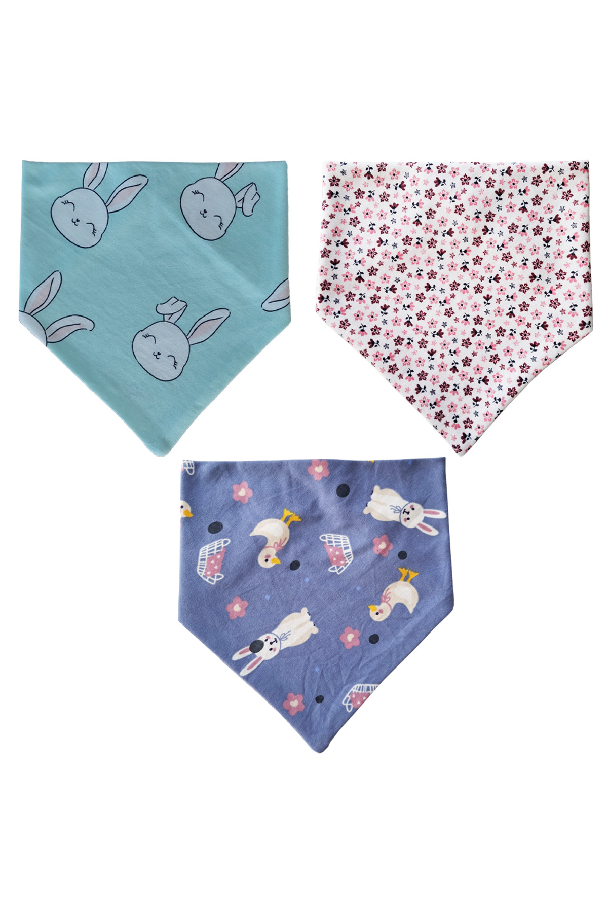 Baby Minik Kız Bebek Üçgen Fular Penye Salya Ve Mama Önlüğü 10 Adet fotoğrafı 2 (önizleme)