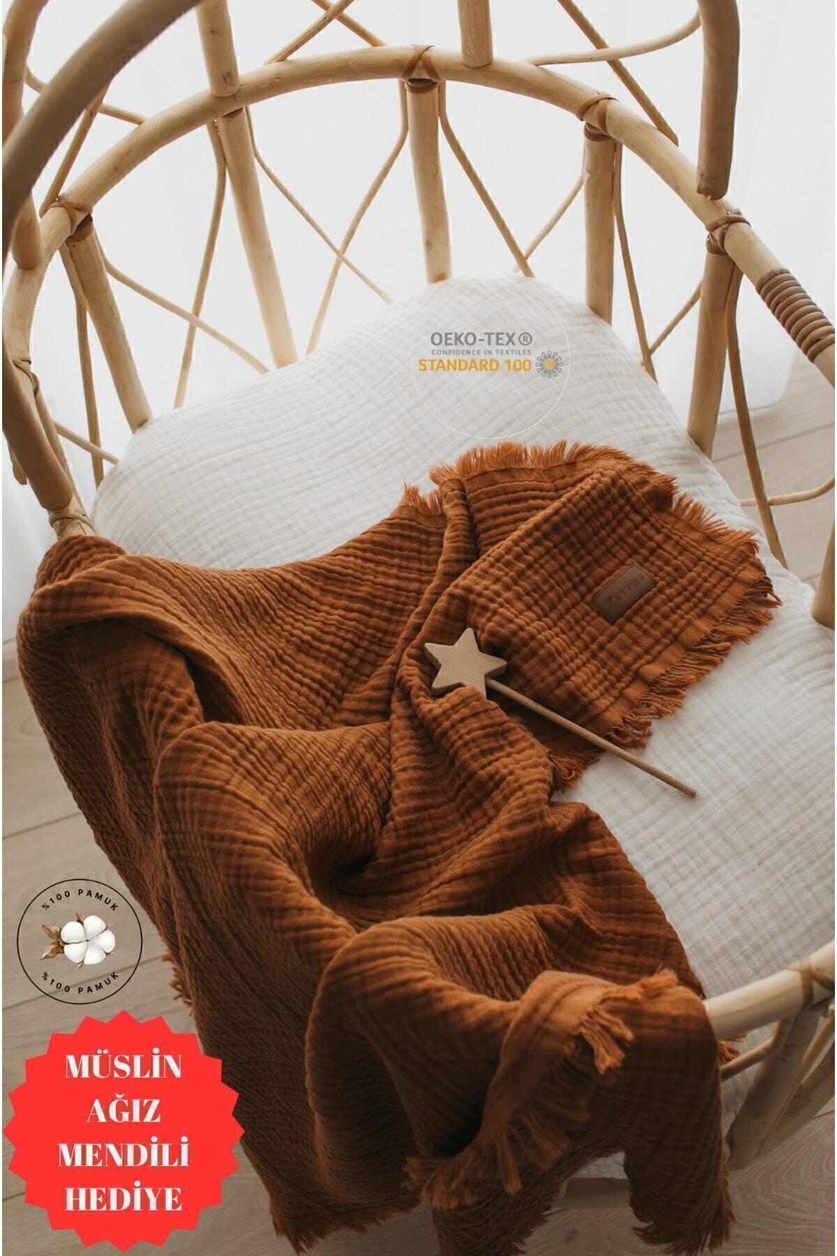 ZEYPBA % 100 Pamuk 4 Katlı Müslin Tarçın 110x110 cm (Bebek & Çocuk İçin) fotoğrafı 7 (önizleme)