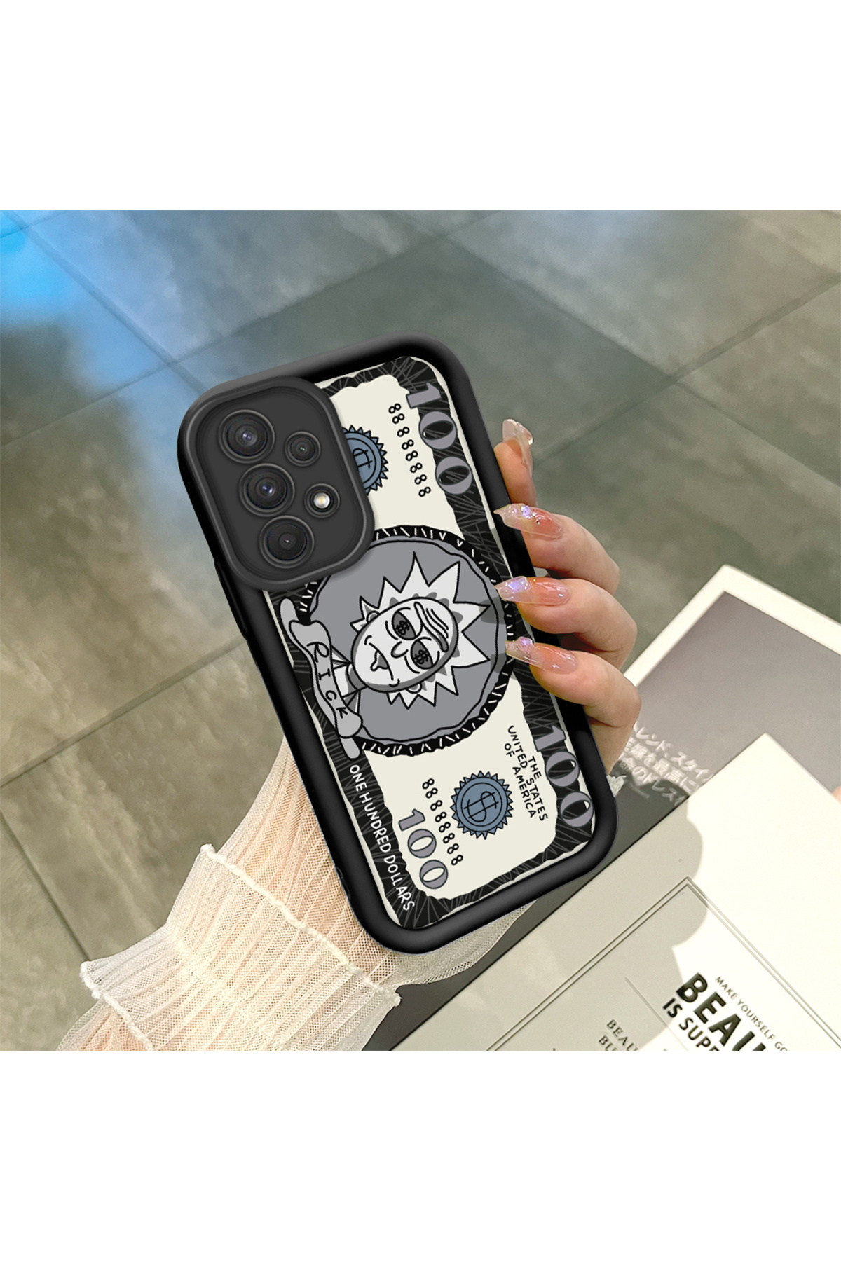 Samsung Galaxy A32 Compatible Black Silicone Fun Pattern Shock Absorber Phone Case
