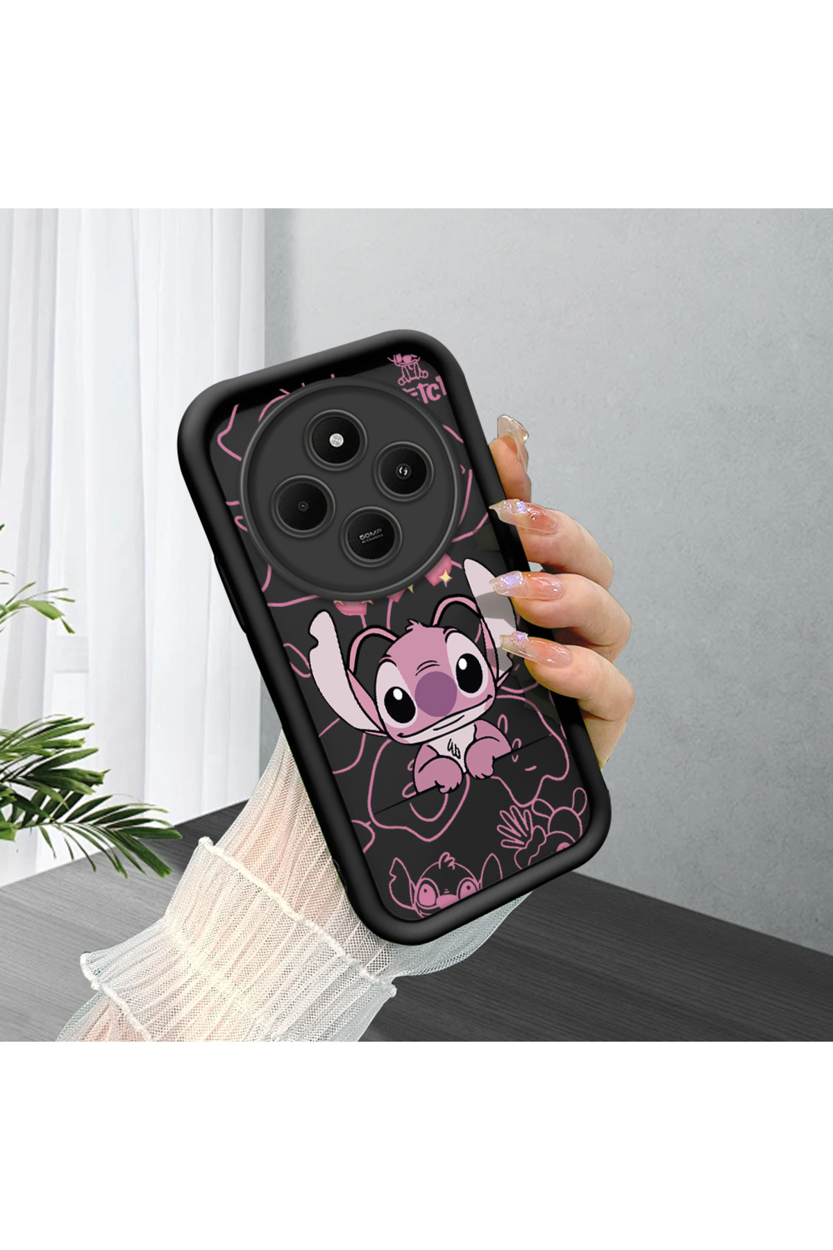 Xiaomi Redmi 14c Compatible Black Silicone Stitch Pattern Shock Absorbing Phone Case