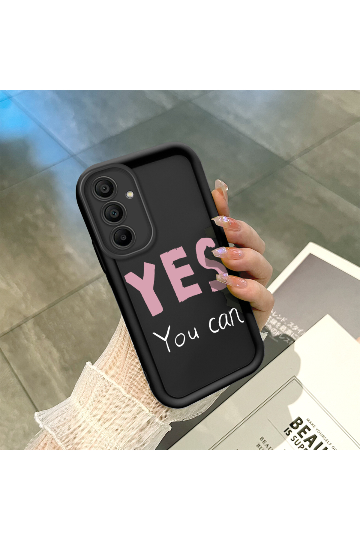 Samsung Galaxy A15 Compatible Black Silicone Fun Pattern Shock Absorber Phone Case