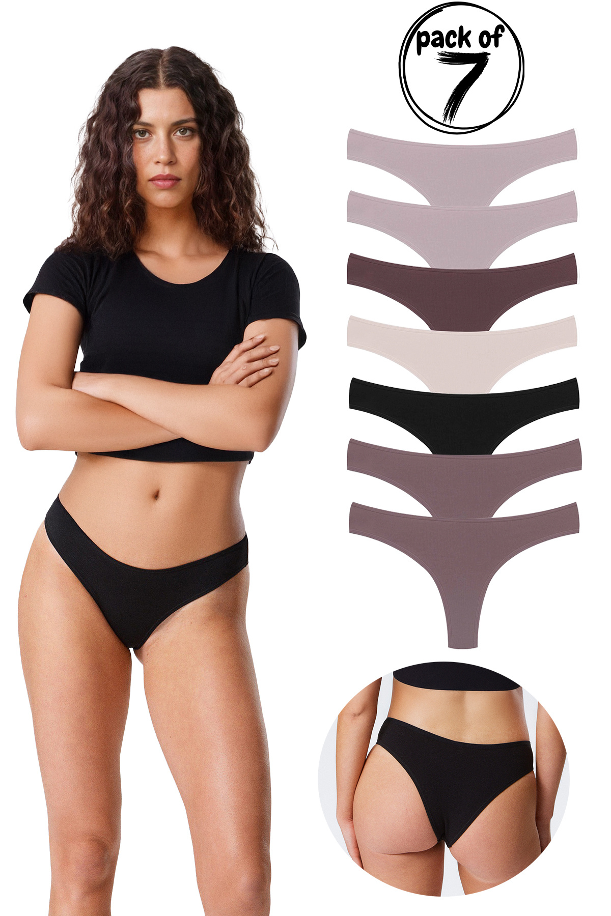 Yohannes Club Γυναικεία, βαμβακερά βασικά εσώρουχα Brazilian, Σετ 7 τεμαχίων,...