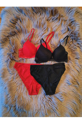 ARN HOMEWEAR kadın 2li paket kırmızı siyah dolgulu balenli sütyen takımı
