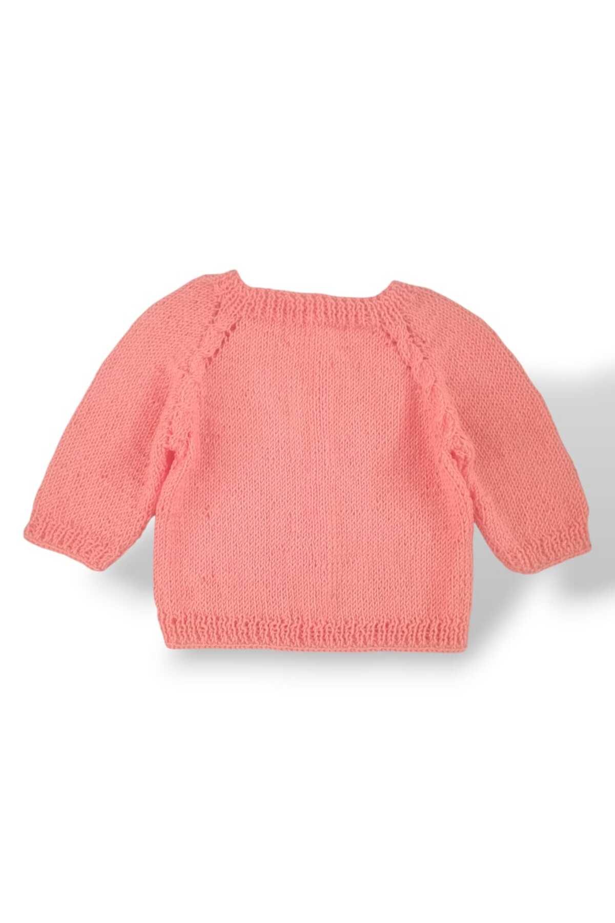 Tokuşka 1-2 Yaş Örme Somon Rengi Kız Bebek Hırkası fotoğrafı 3 (önizleme)