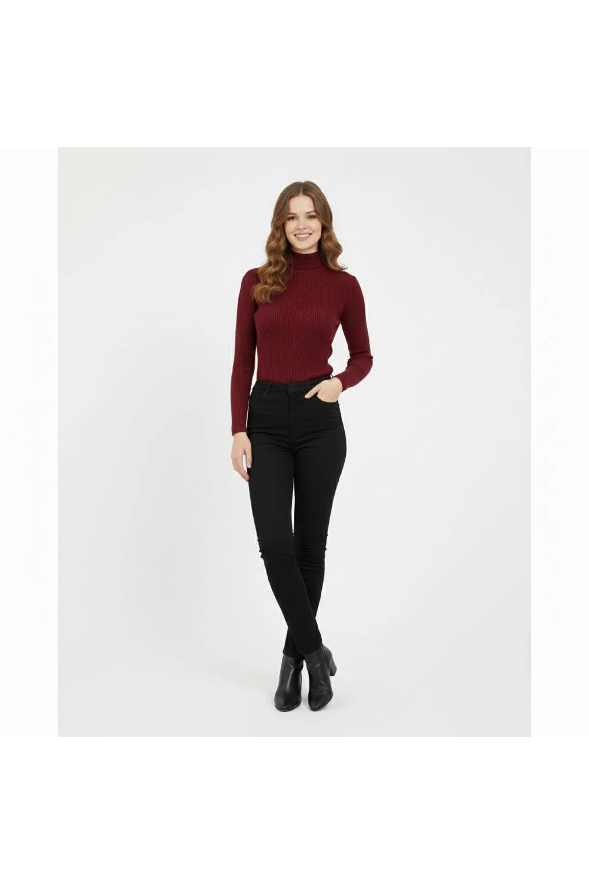 pilelistore Tam Boğazlı Fitilli Likrali Koşkorse Badi - Bordo fotoğrafı 3 (önizleme)