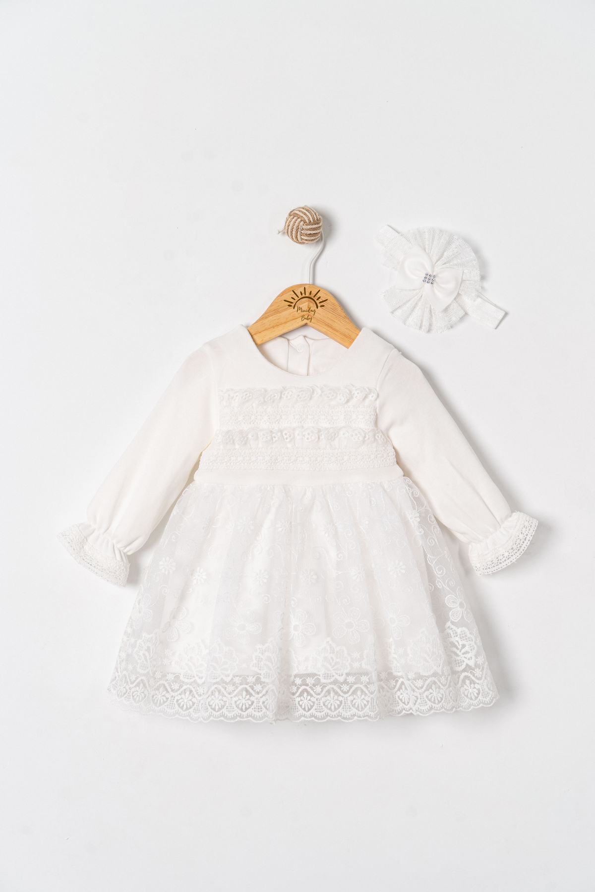 Miniday Baby Kız Bebek Mevlütlük Elbise Bandanalı Dantelli Yeni doğan Hastane çıkışı Gelinlik Abiye Mevlitlik 67 fotoğrafı 2 (önizleme)