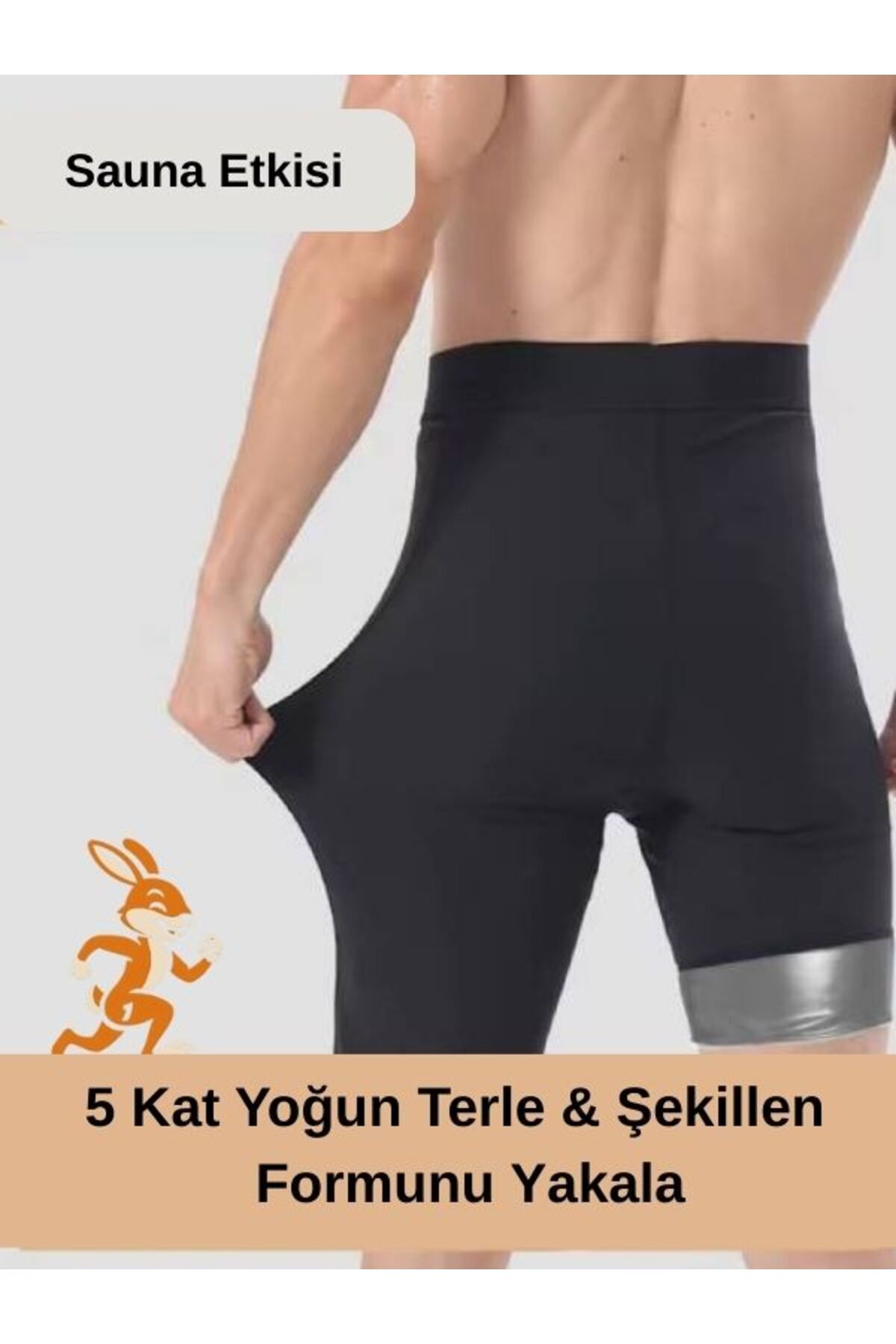 FİT TİME Erkek Sauna Şort 5 Kat Yoğun Terleme Sağlayan Termal Şort görsel 3