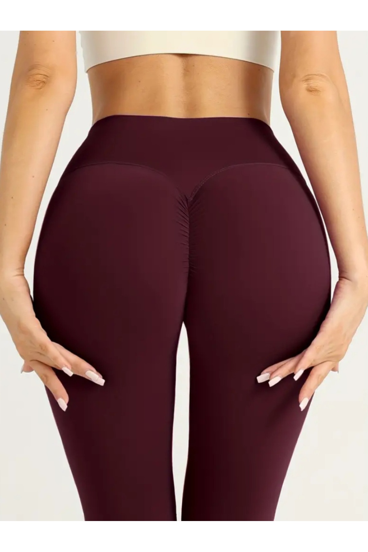 MAROVOAY  Arkası büzgülü yüksek bel likralı spor tayt,yoga taytı