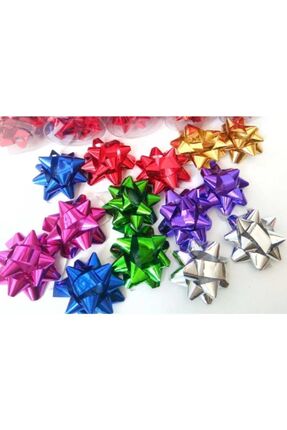 NET MARKET KENDİNDEN YAPIŞKANLI HEDİYE PAKETİ SÜSÜ METALİK KARIŞIK RENK 100'LÜ