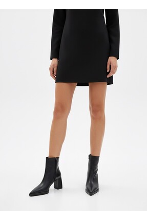 manzo 21405 Hakiki Deri Platform Topuklu Fermuarlı Sivri Burun Bot