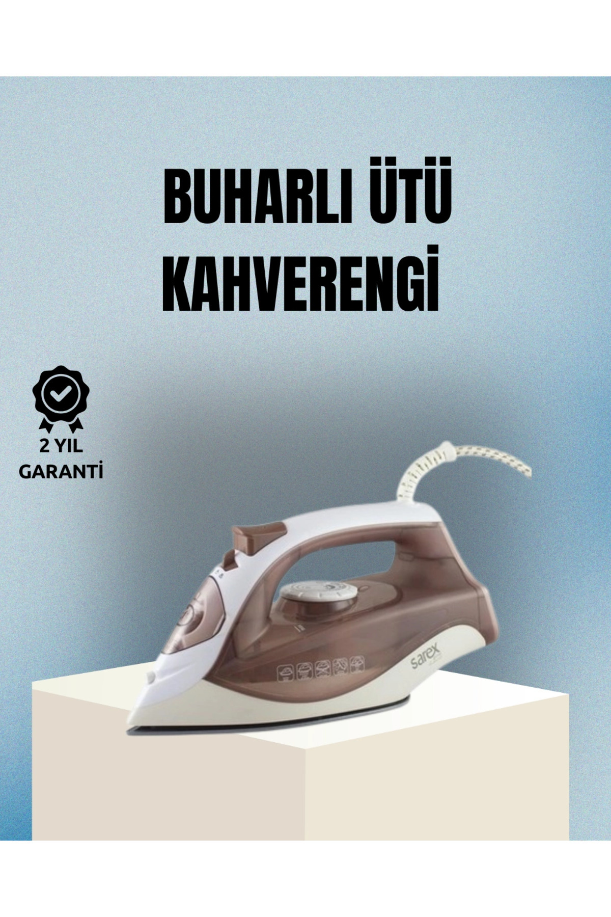 PAZAR DÜNYASI BFS 2200 Watt Buharlı Ütü Kahverengi Seramik Taban Şok Buharlı