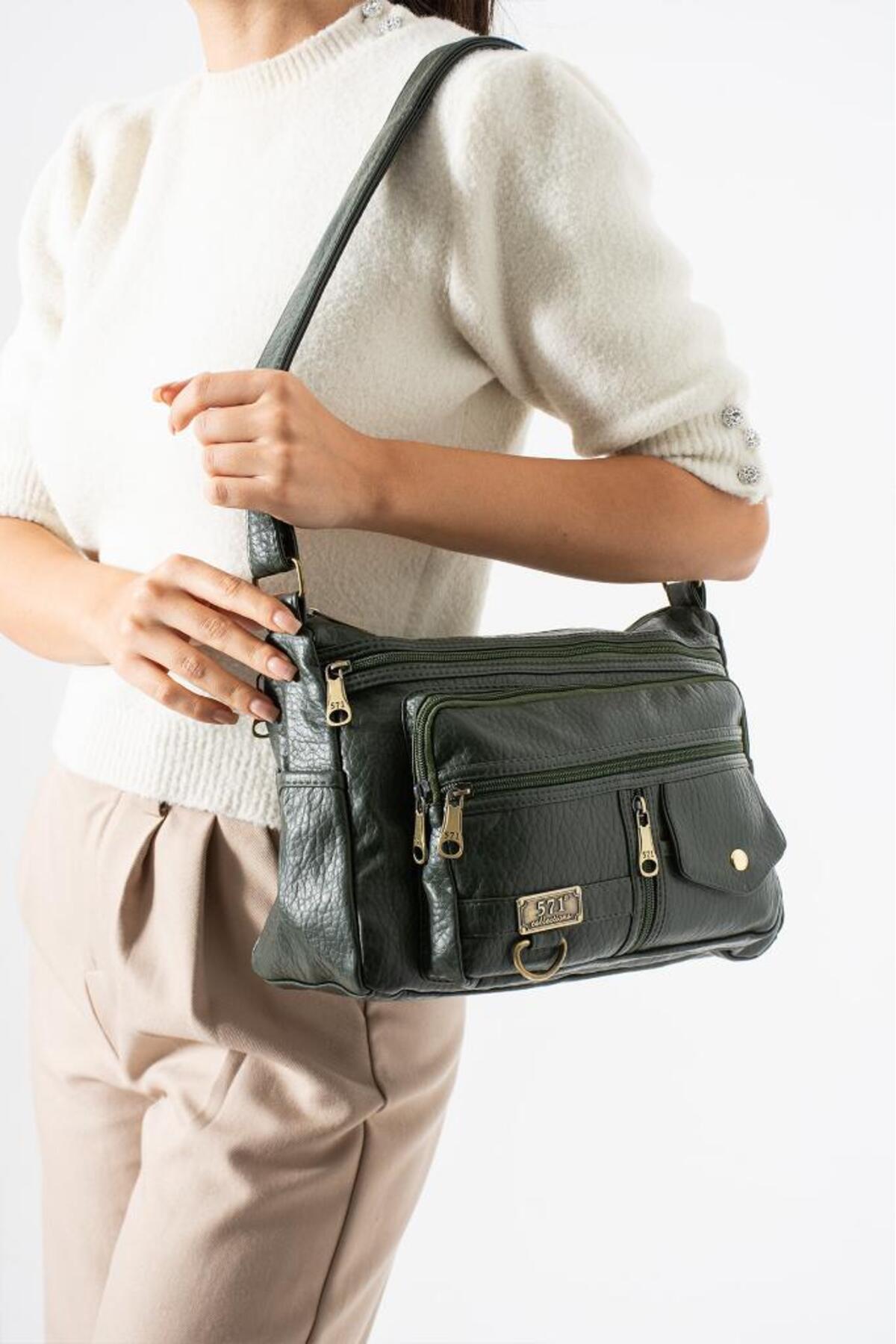 Wash S Leather Women Messenger Bag Multi-Pocket 30*20cm Vegan Leather Crossbody Shoulder Bag