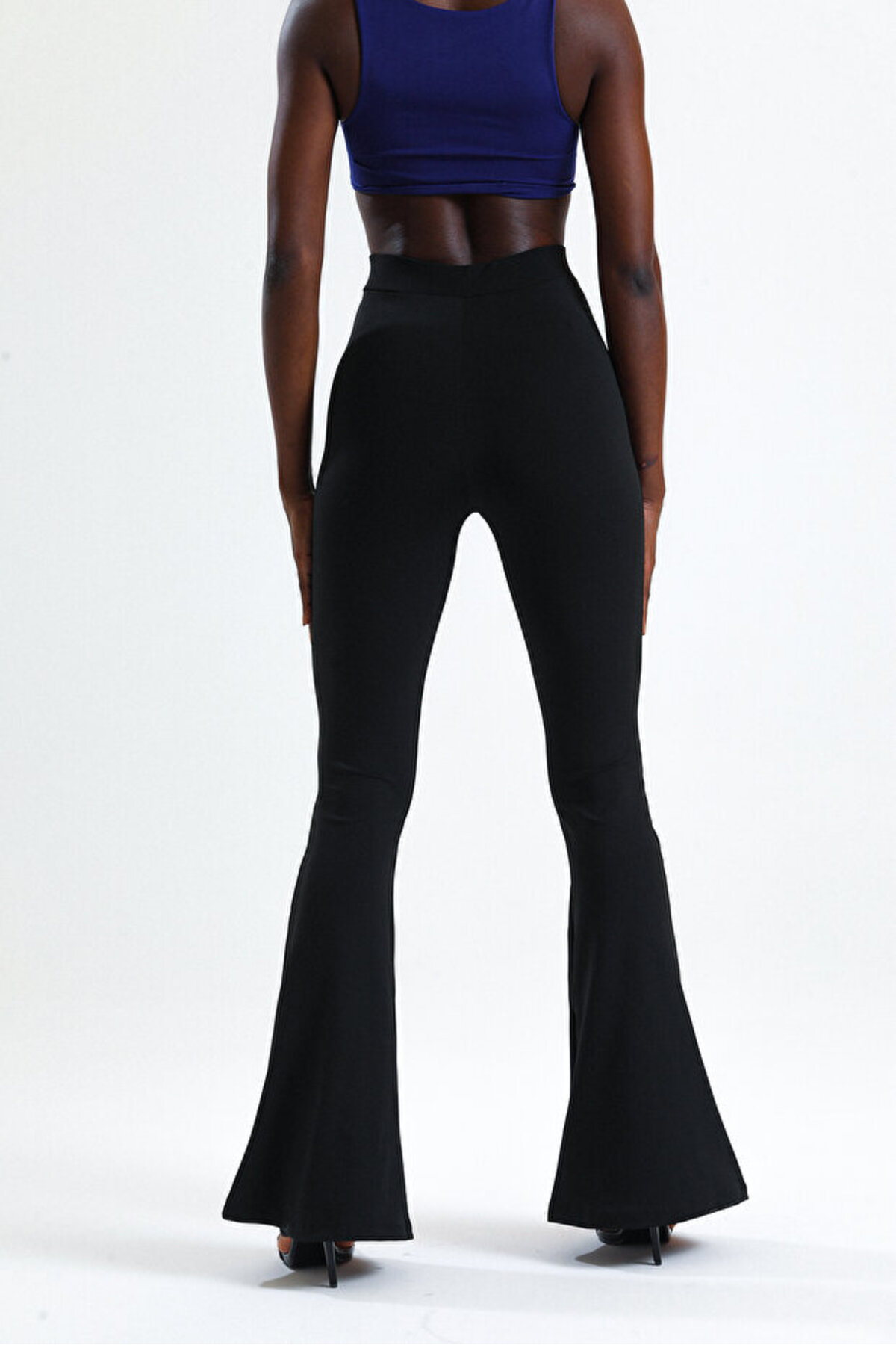 VOSSAX  Kadın Kışlık Şardonlu Siyah İspanyol Paça Dalgıç Kumaş Yüksek Bel Toparlayıcı Tayt Pantolon - Görsel 6