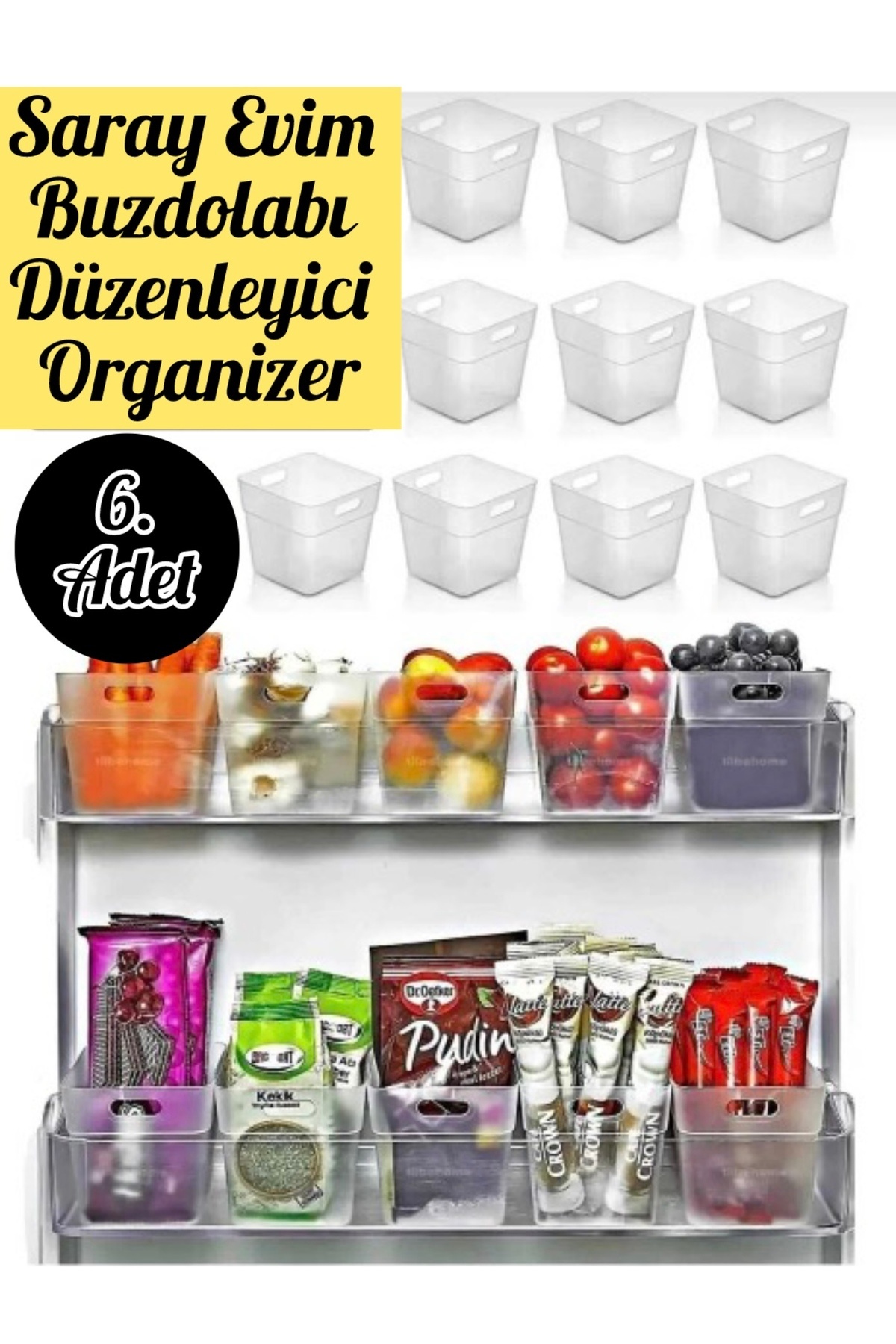 saray evim Evim Saray 10’lu Buzdolabı Kapak İçi Düzenleyici Organizer Pratik Banyo Mutfak Düzenleyici