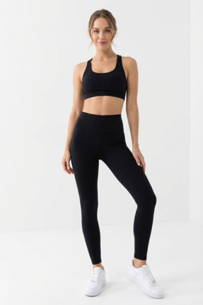 ONLİO GİYİM Yüksek Bel Toparlayıcı İç Göstermez Esnek Kadın Tayt Siyah