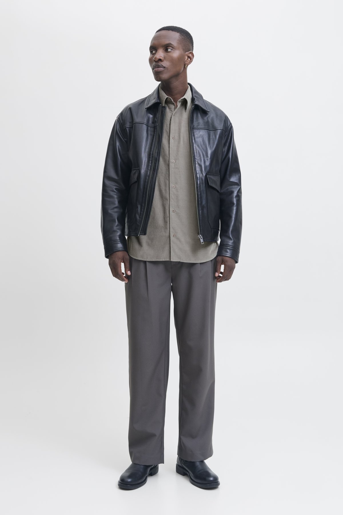 پیراهن مردانه آستین بلند | جک اند جونز Jack & Jones 12282351Gray Flann - تصویر 3