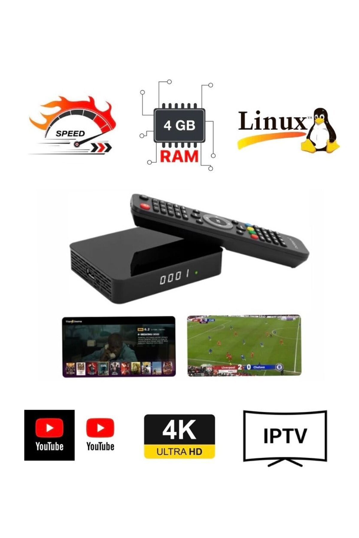 Allians 4K Çanaklı Çanaksız Uydu Cihazı IP.tv Yayınlı Linux 4GB Ram ...