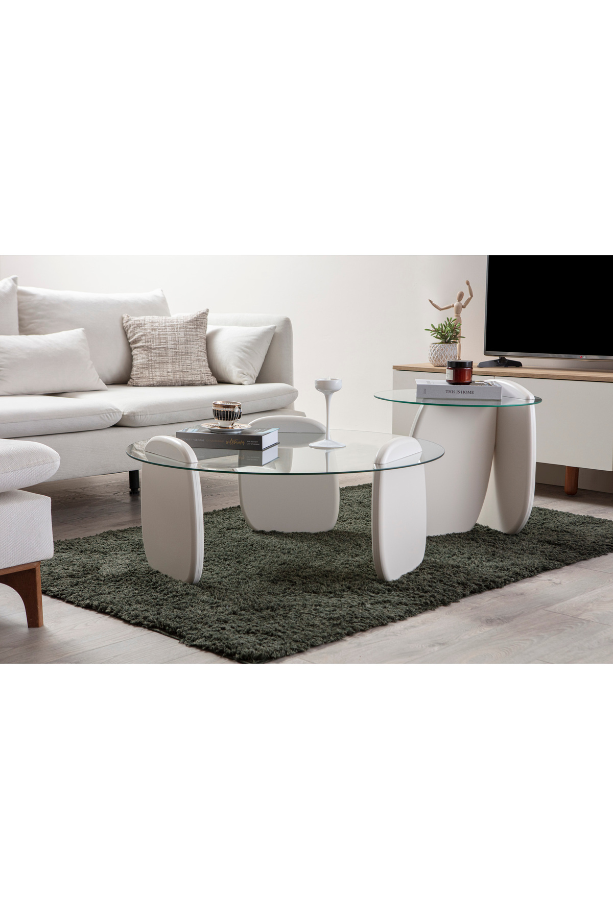 Riva, New Generation Modern Glass Coffee Table, White