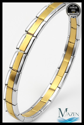 MAZEN İnce Barlı 7 mm Çelik İtalyan Charm Bileklik ( Beden Seçiniz).