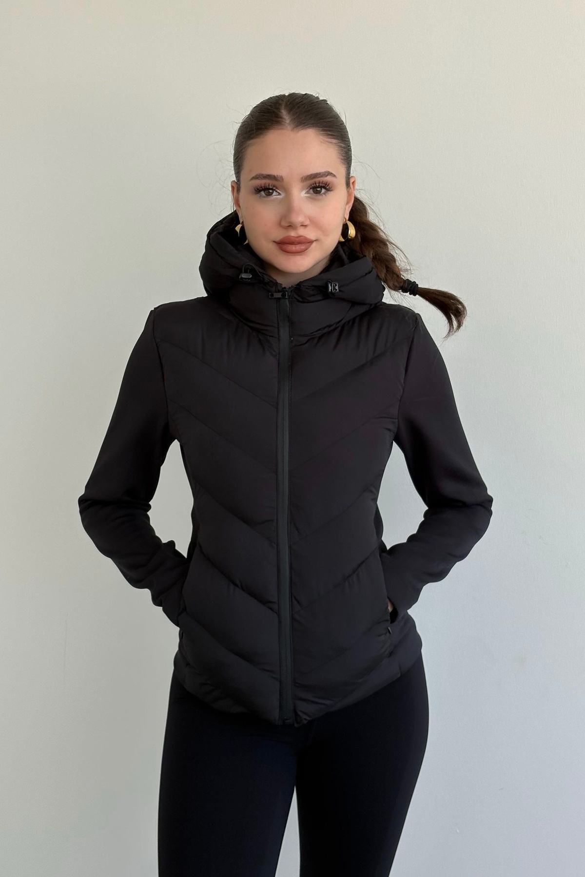 Moderk ZRA Model Range Rover Mom Kontrast Şişme Mont Ceket Kadın Astarlı