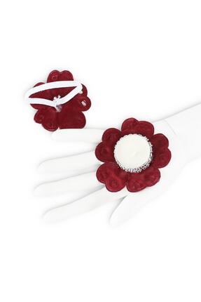 BÜYÜTEÇ KINA EVİ Bordo Nedime El Mumu, 12 Adet, Düğün, Kına Gecesi, Kına Mumu...