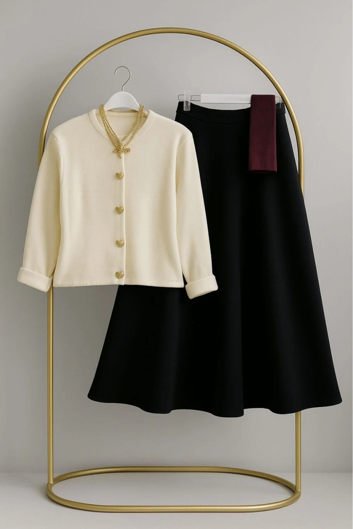 modapark.ist Kadın Kalpli Triko Hırkalı Scuba Etekli Takım