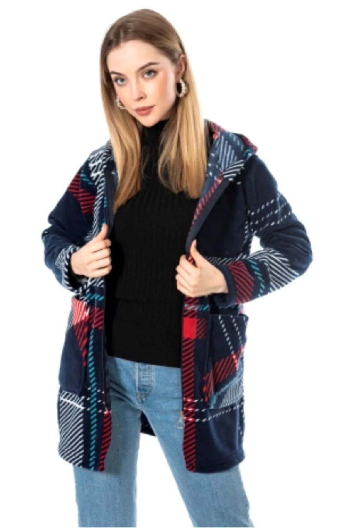 Modayase  Kadın Fermuarlı Polar Hırka Mont - Görsel 4