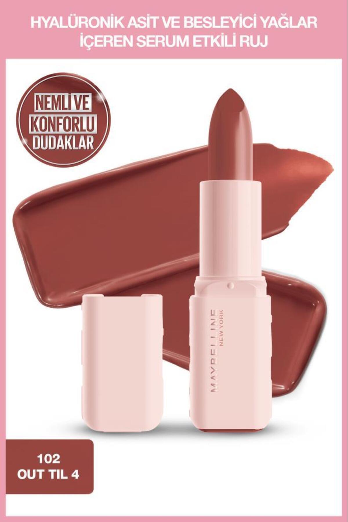 Maybelline New York Serum Etkili Hyalüronik Asit ve Besleyici Yağ İçeren Ruj - 102 Out 'Til 4