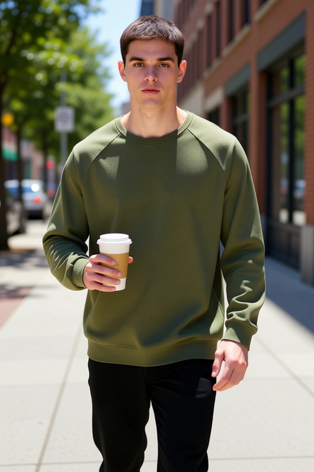 Erkek Bisiklet Yaka Reglan Kol Oversize Kalıp Sweatshirt Fonksiyonel Dayanıklı Kaliteli Şık