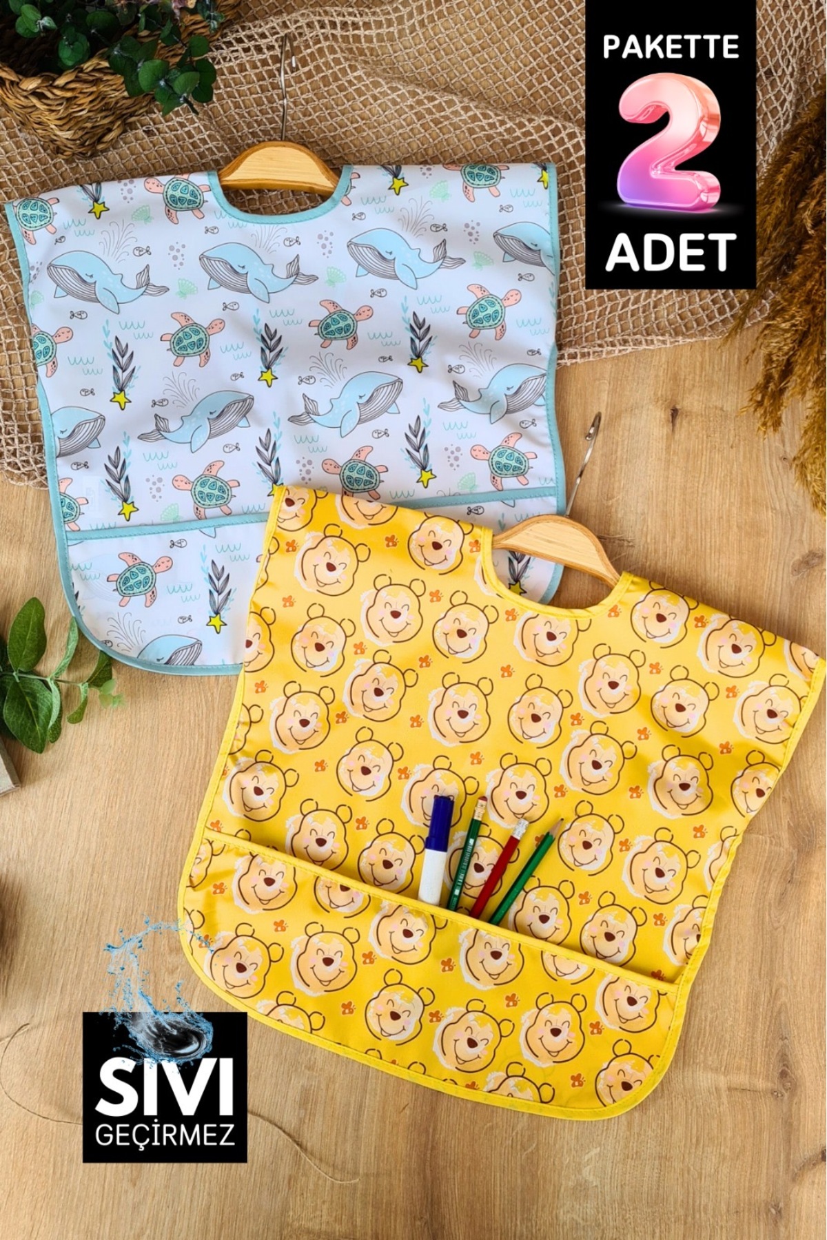 Liquid Proof Food Activity Ten Sleeveless Apron 0-36 Months Bear-Fish