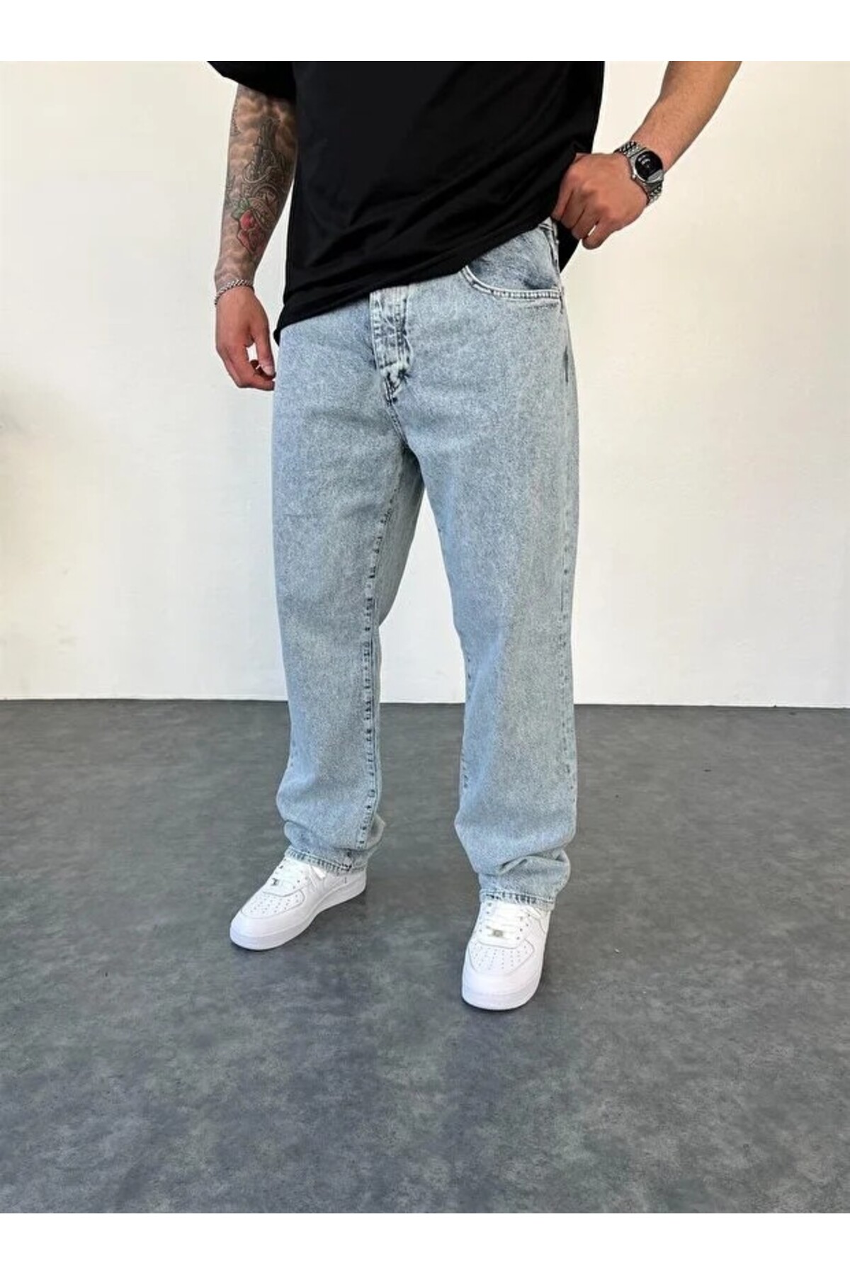 ElitWear  Erkek Baggy Rahat Kalıp Salaş Yıkamalı Pantolon MBG - Görsel 2