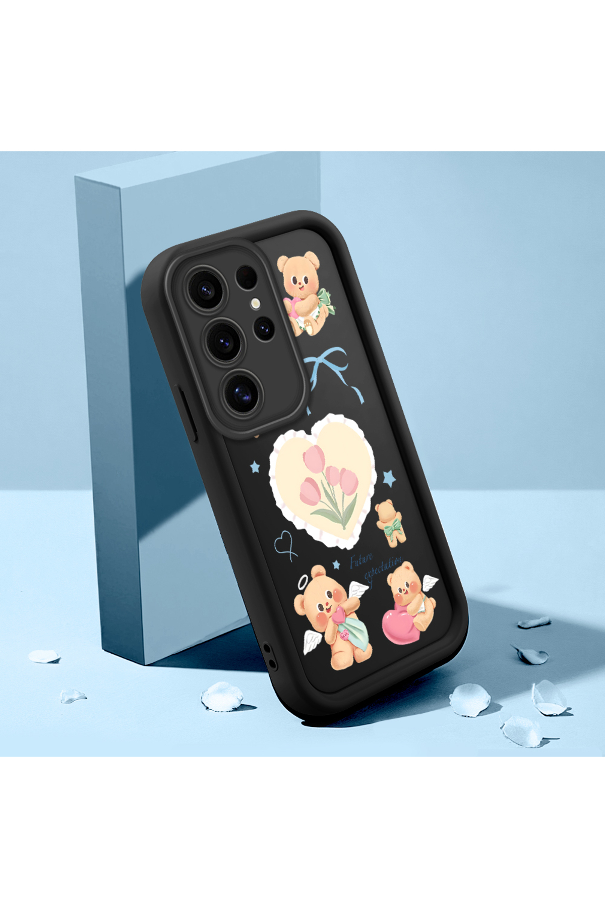 Samsung Galaxy S25 Ultra Compatible Shockproof Black Silicone Case with Cute Pattern