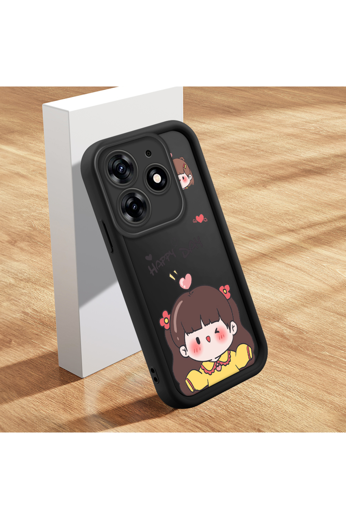 Tecno Spark 10 Pro 4G Compatible Shockproof Black Silicone Case with Cute Pattern