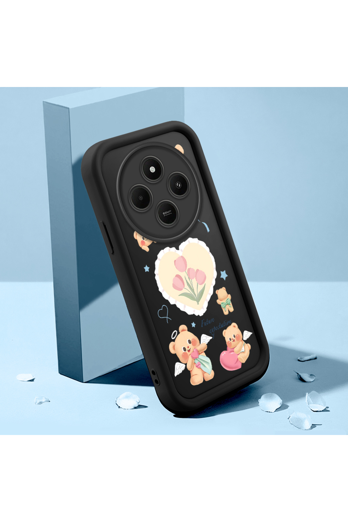 Xiaomi Redmi 14c Compatible Shockproof Black Silicone Case with Cute Pattern