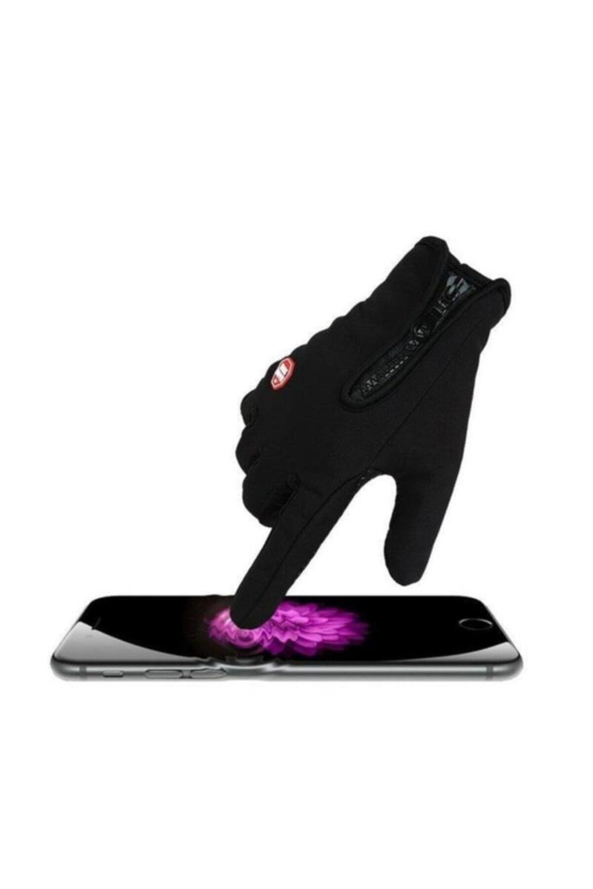 polo single  Dokunmatik Rüzgar Geçirmez Kaymaz Unisex Eldiven Siyah L - Görsel 3