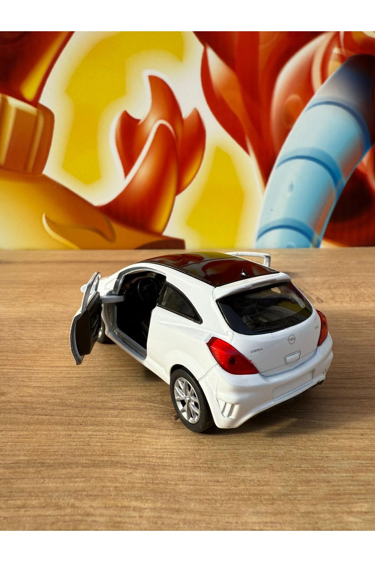 scntoys Opel Corsa Diecast Model Araba Beyaz Açılan Kapılar