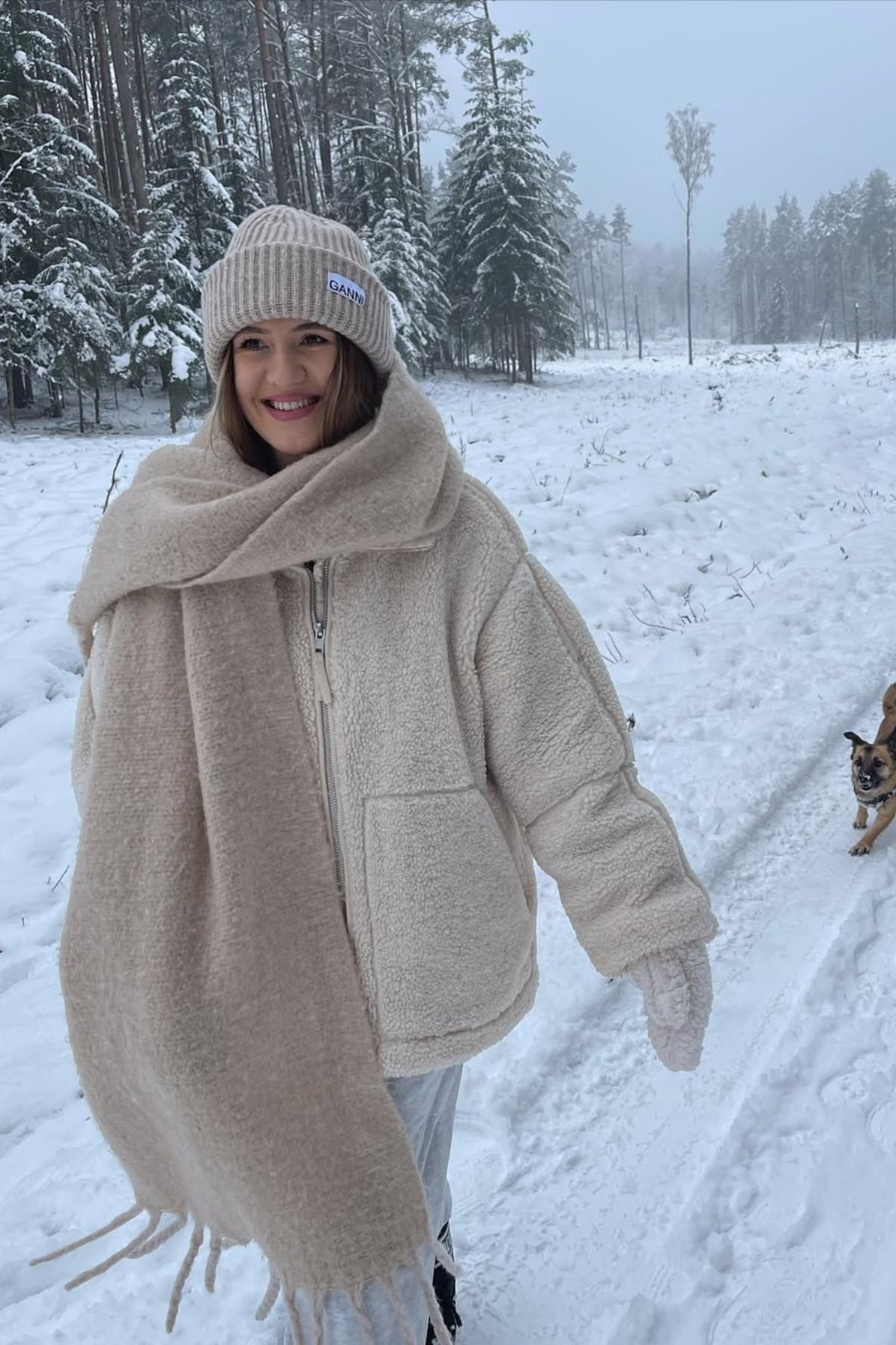 Hola Lady  Ekru Dik Yakalı Cepli Peluş Mont HL0208 - Görsel 2