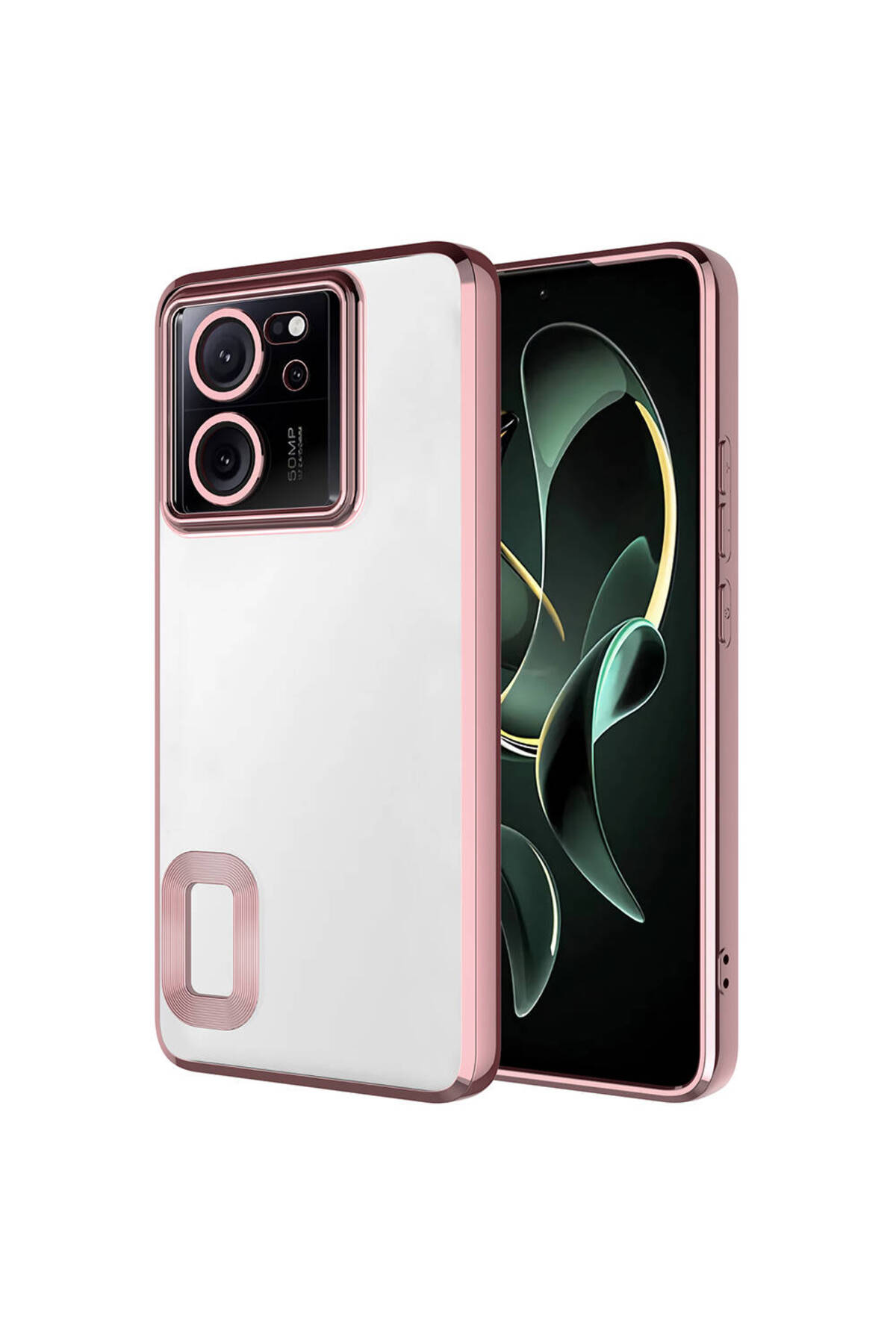 Mi 13T Pro Kılıf Kamera Korumalı Logo Gösteren TCMK Omega Kapak - Rose Gold