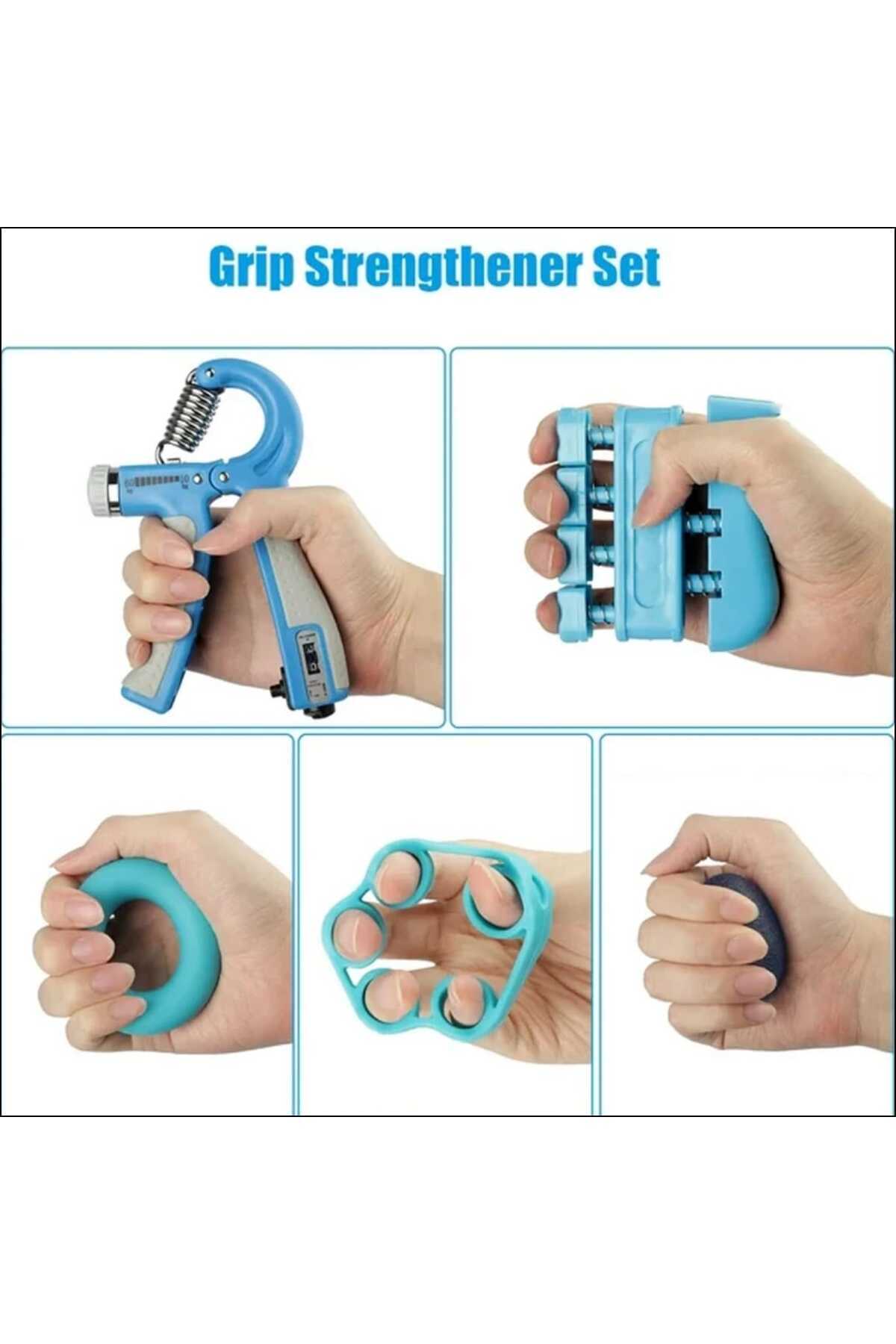 Vi Caro 5li El ve Parmak Güçlendirici Set Ayarlanabilir El Yayı Stres Topu Fitness Kavrama Gücü El Egzersizi