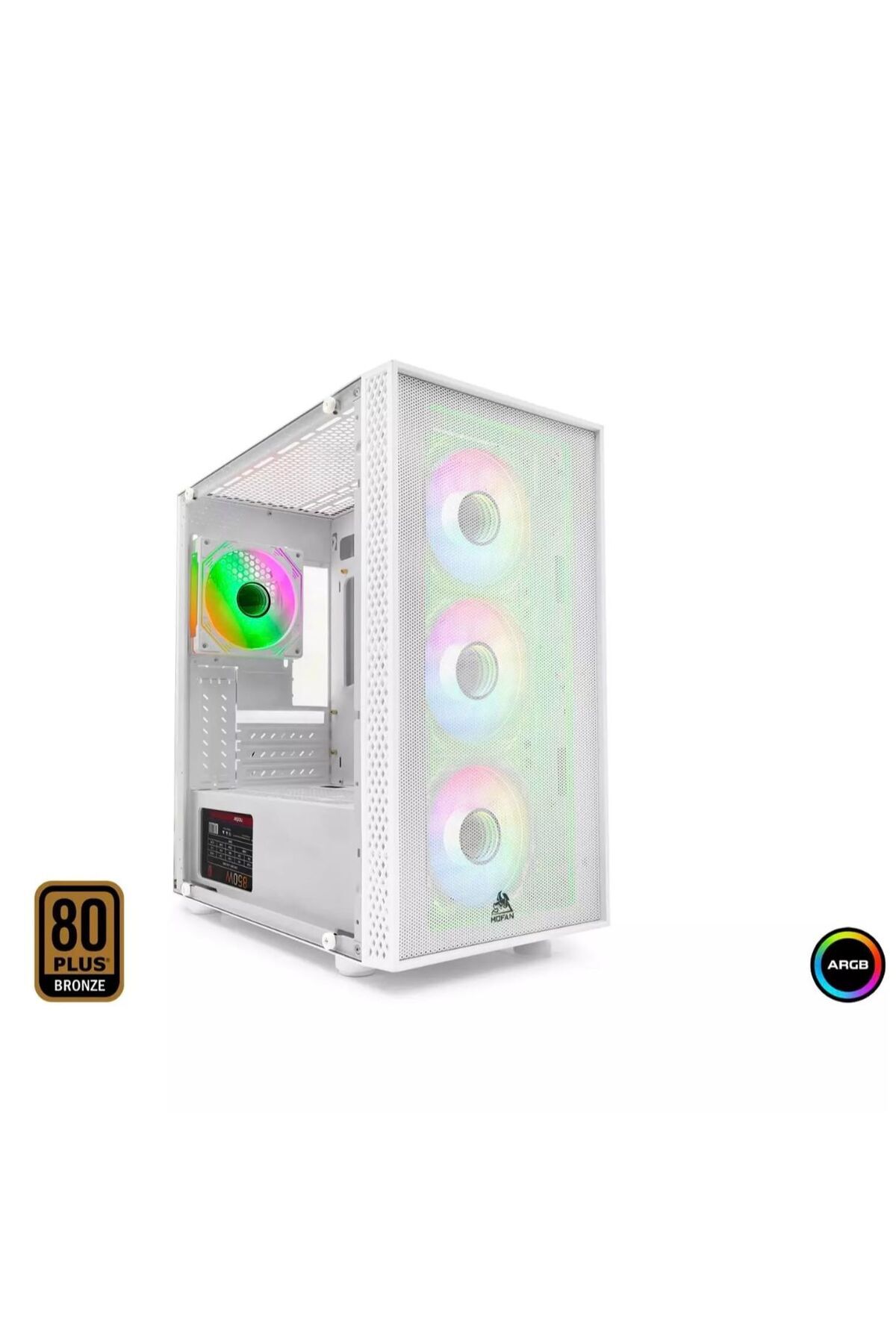 RAYTENG Mofan Mf2900w Pc Gaming Kasa Beta 3 Seri 80 Plus 850W Power Supply 4*Fan Beyaz