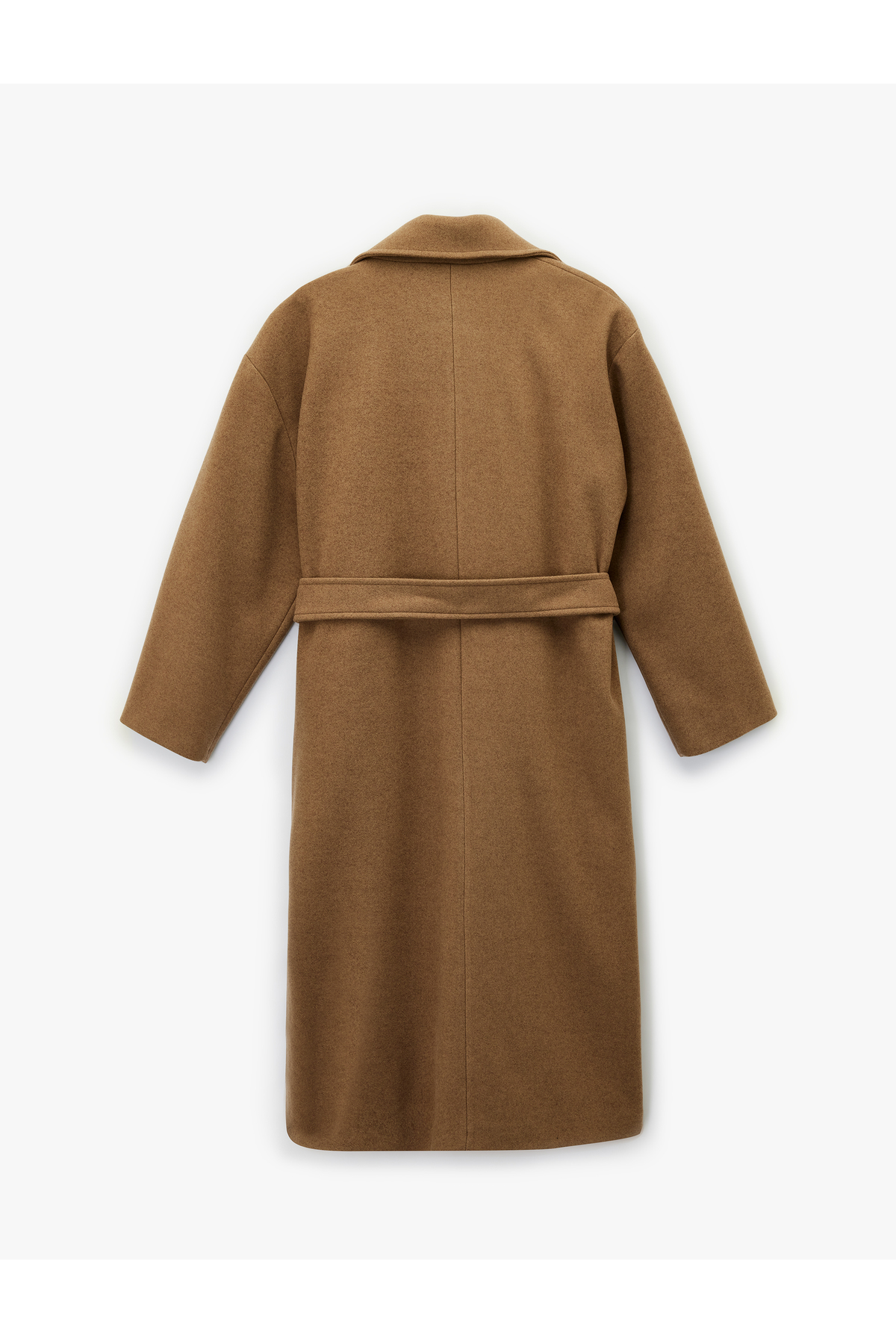 Koton  Kemerli Uzun Kaşe Kaban Cepli Uzun Kollu - Görsel 5