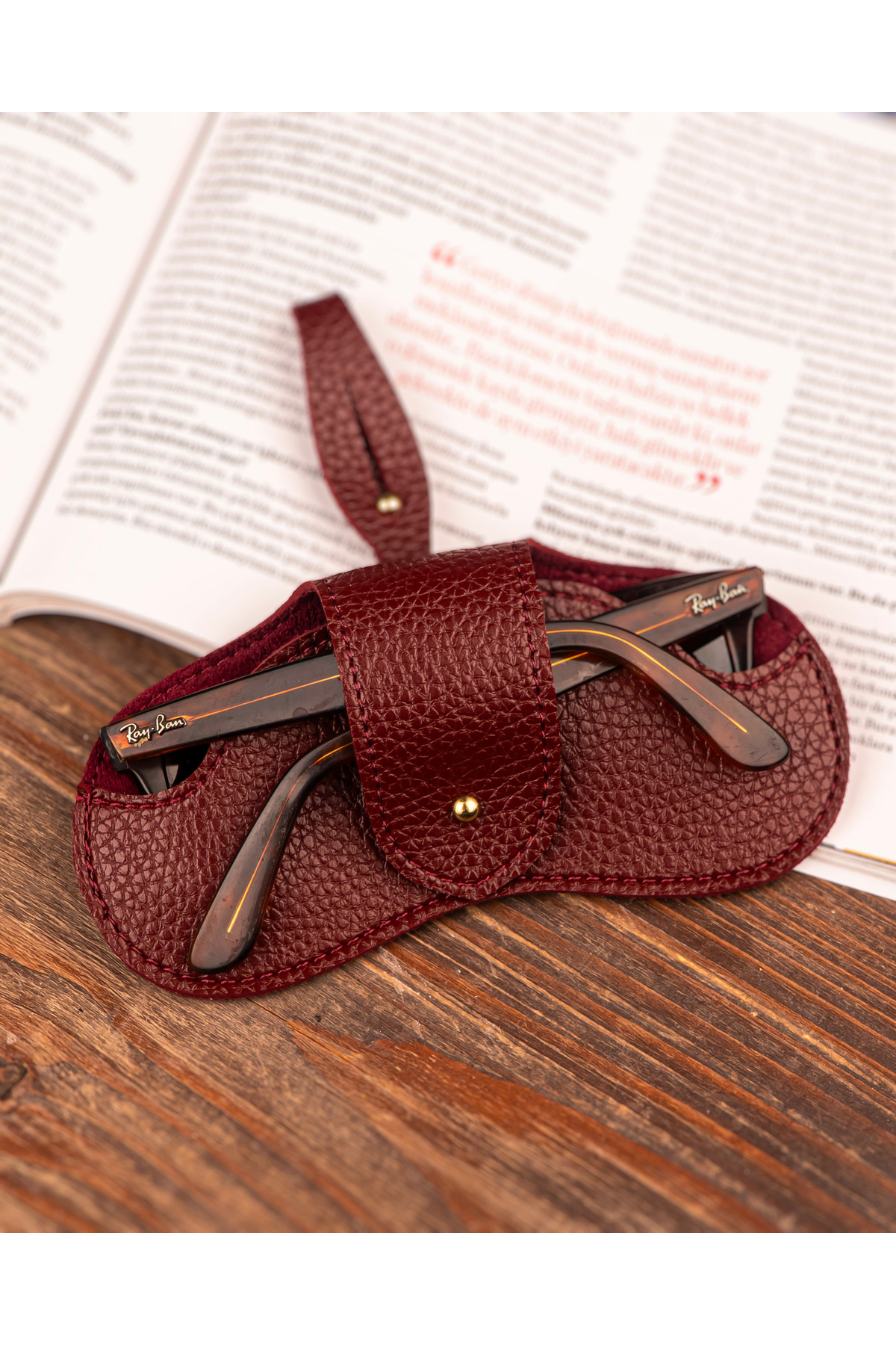 GRODERİ El Yapımı Vegan Deri Gözlük Kılıfı