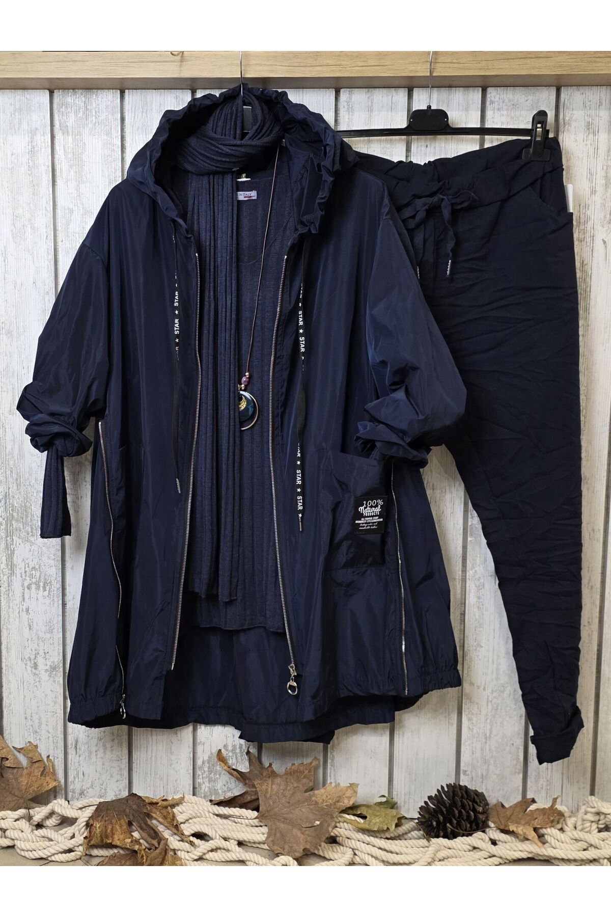 pudubutik  Su Geçirmez İtalyan Yağmurluk Lacivert - Görsel 7