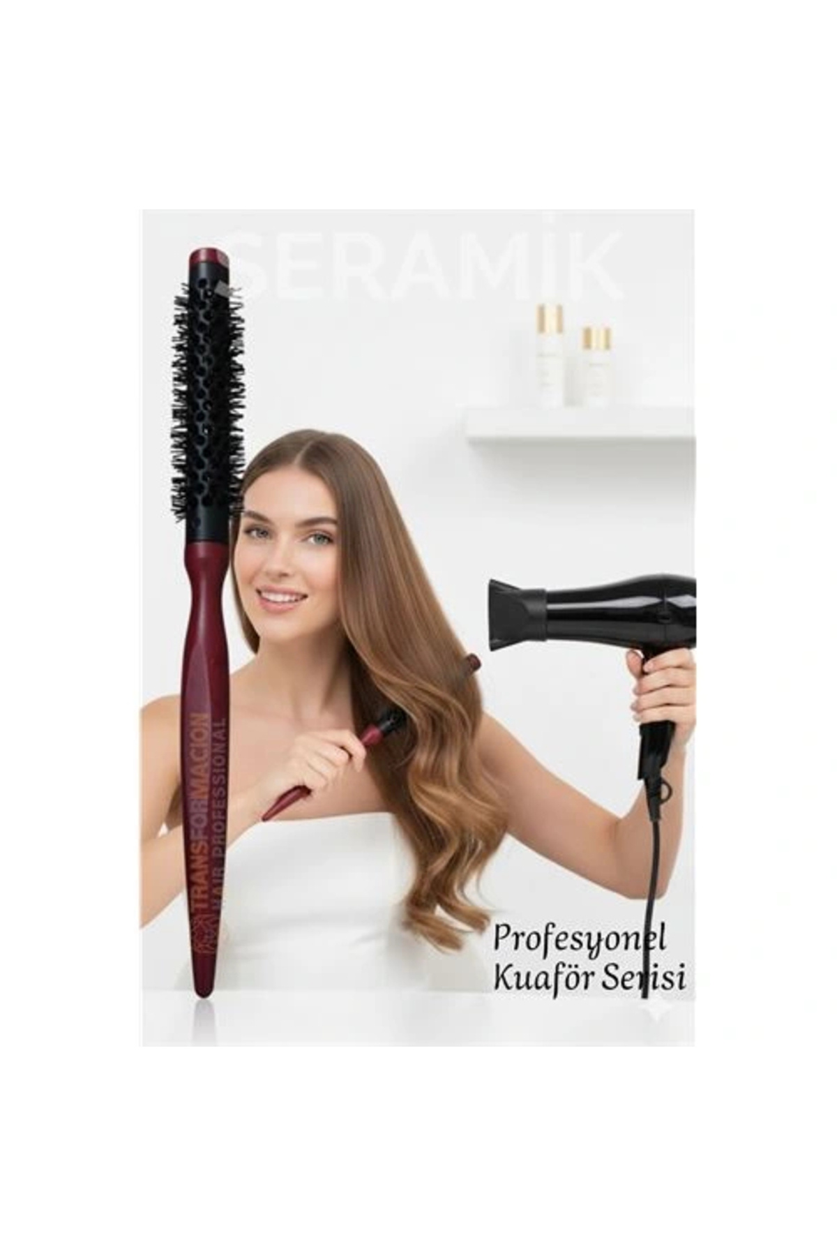 CANSA Profesyonel Kuaför 25 mm Ceramic Ionic Nano Fön Fırçası – 26 cm Uzunluk, Profesyonel Kuaför Serisi