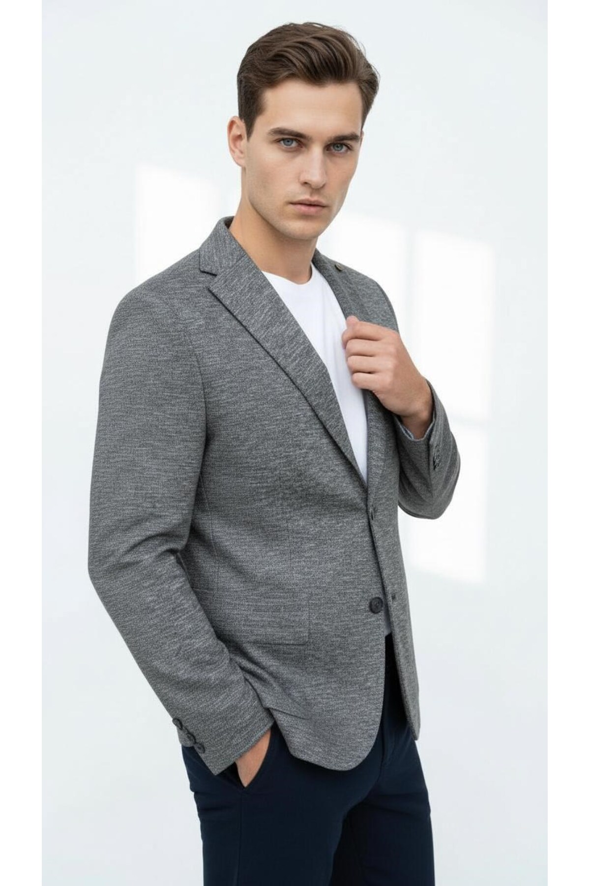 Plus Scorpion Erkek Esnek Kumaş Slim Fit Blazer Ceket, Günlük & Ofis Şıklığı görsel 2