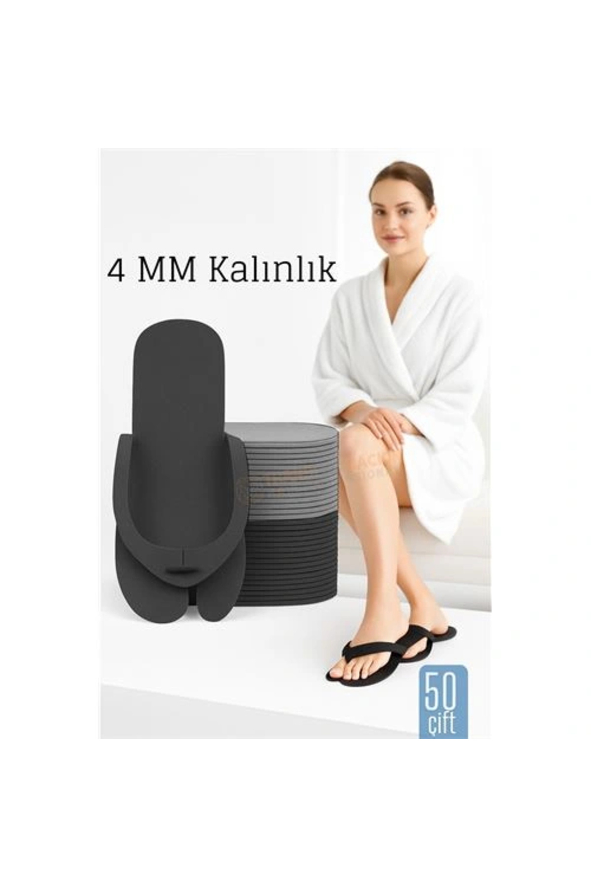 CANSA 4 MM Kalın Tek Kullanımlık Spa Otel Pedikür Terliği 50 Çift