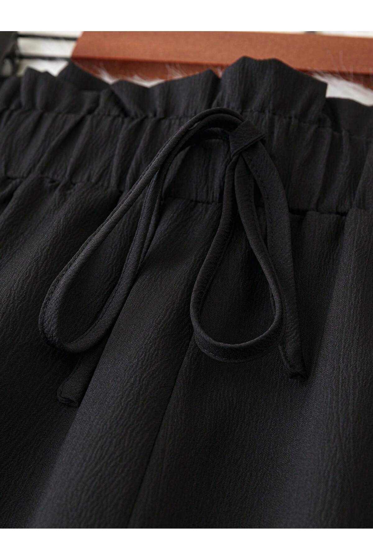 SPORTİVEA  Kadın Beli Lastikli Büyük Beden Palazzo Pantolon - Görsel 4