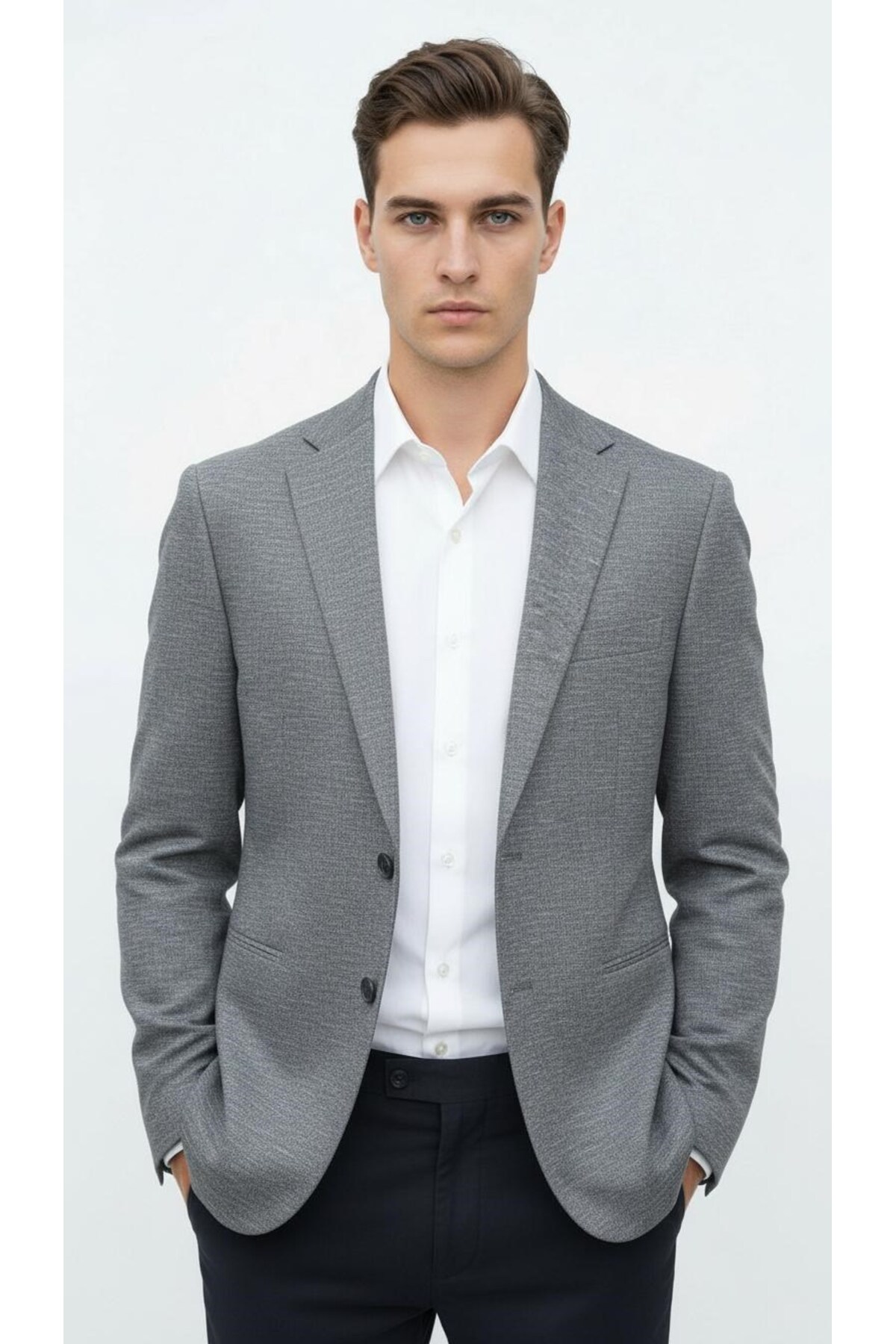 Plus Scorpion  Erkek Esnek Kumaş Slim Fit Blazer Ceket – Günlük & Ofis Şıklığı - Görsel 2