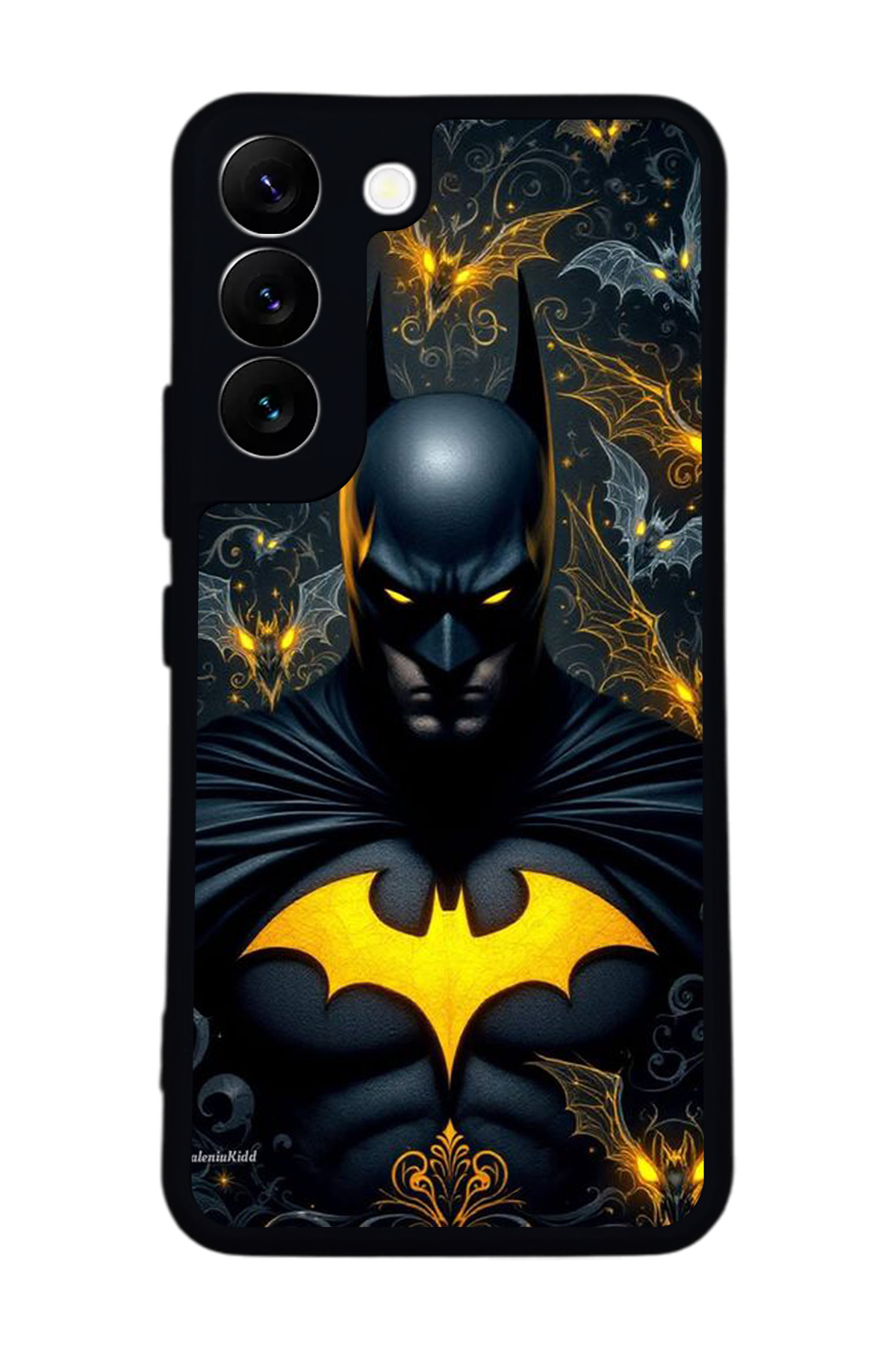 Samsung Galaxy S22 Compatible Printed, Matt Black,Soft Silicone, Protective,Shock Absorbing Cover,Case