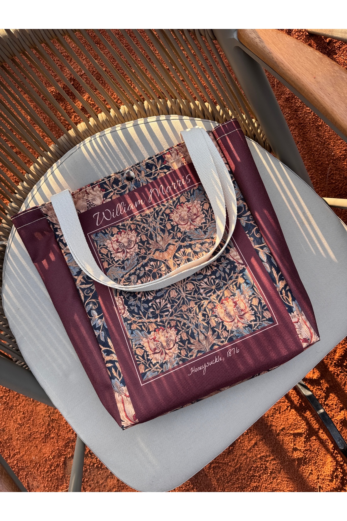 pamukcanta William Morris Kanvas Bez Çanta Yıkanabilir Metal Çıtçıtlı Cepli görsel 8